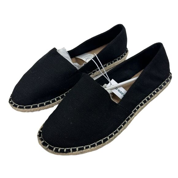 NWT Old Navy Women’s Black Jack Canvas Espadrilles Flat Slip On Shoe Size 9 - Picture 1 of 10